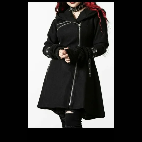 Killstar Gothic Goth Winter Coat Overcoat - Lucretia Buckles - Picture 3 of 3